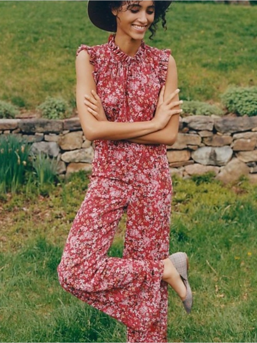 ALI & JAY Red Floral Sleeveless Jumpsuit